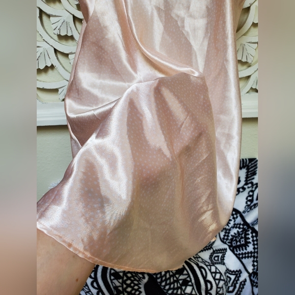 Vintage Katherine Camisole Slip Dress Sleep Top Satin Pink White Polka-d… - Picture 11 of 14